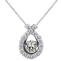 Collana Pendente Oro Bianco 14K – Brillante Taglio Old Mine 1,50