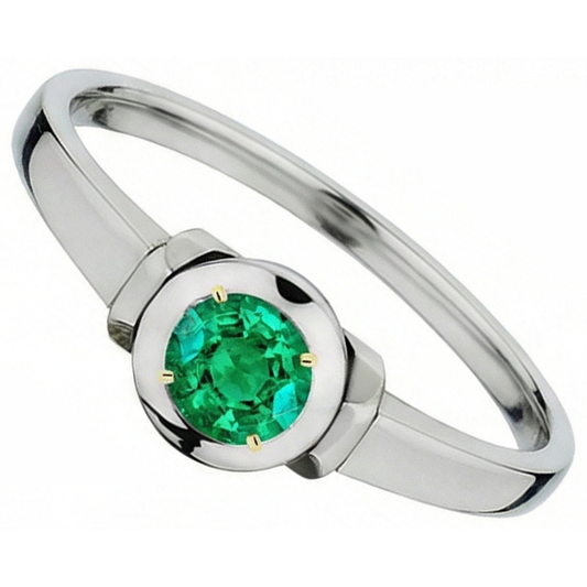 Smeraldo Colombiano Anello con Pietra Preziosa 1-carati Oro Bicolore 14K – vista frontale