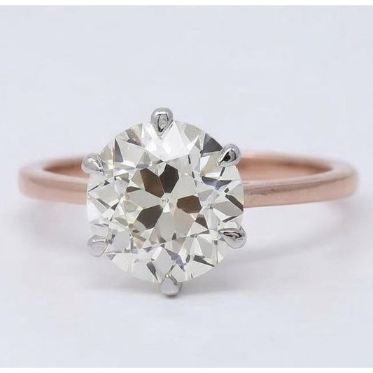 Anello Solitario Oro 14 Carati Bicolore con Diamante – vista frontale