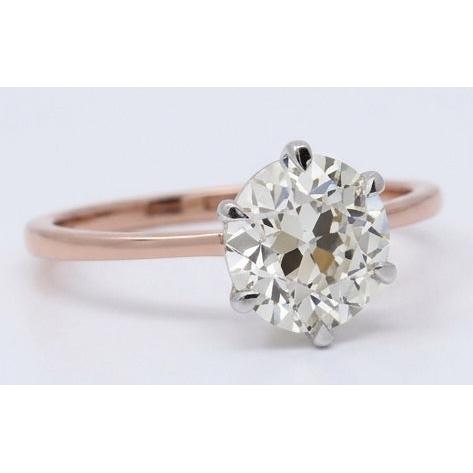 Cuscino Antico Diamante anello in Oro 14 Carati Bicolore – vista angolare