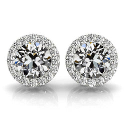 Oro Bianco 14K Diamante Orecchini – 7,25-carati Taglio Old Mine