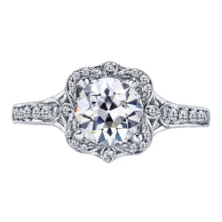 Diamante Anello con Pavé Halo 3 carati F/VS1 – Oro 14 Carati