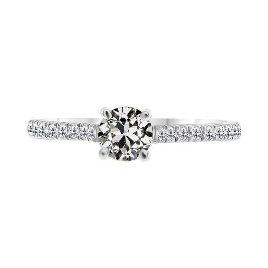 Anello Solitario con Accenti Oro Bianco 14K con Diamante Fine – vista principale