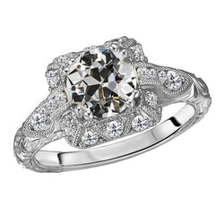 Alto di gamma Taglio Europeo Antico Diamante Anello Halo – 2