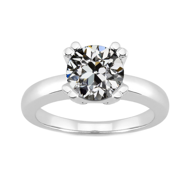 Diamante Fine Taglio Old Mine Solitario di Fidanzamento in Oro Bianco 14K – vista principale