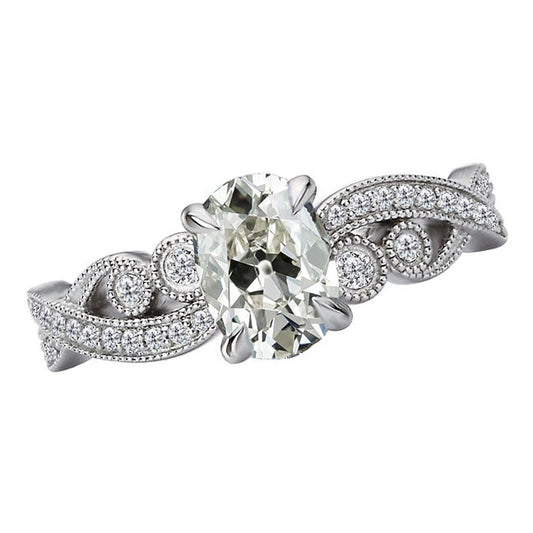 Anello Solitario con Accenti Oro 14 Carati Bianco con Diamante – vista principale