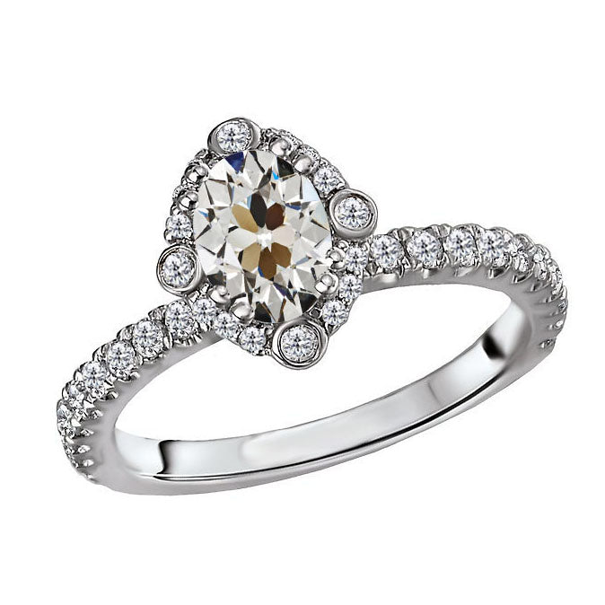 Cuscino Antico Brillante anello in Oro Bianco 14K – vista principale