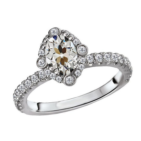 Cuscino Antico Brillante anello in Oro Bianco 14K – vista principale