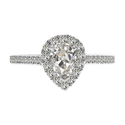 Oro Bianco 14K Diamante Fine Anello Halo – 2-carati Taglio Old