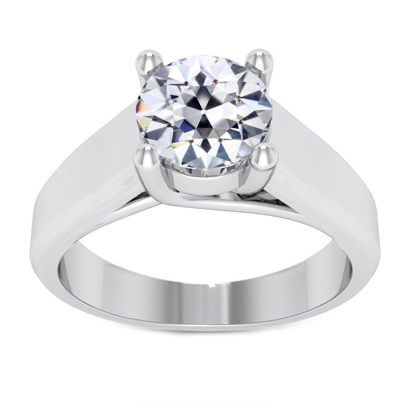 Taglio Old Mine Diamante Fine anello in Oro 14 Carati Bianco – vista principale