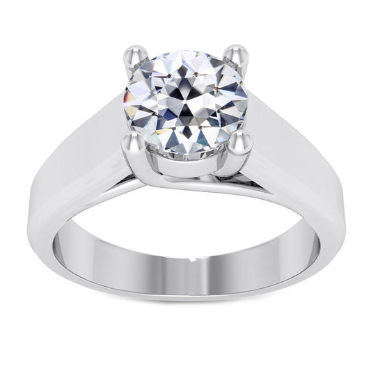 Taglio Old Mine Diamante Fine anello in Oro 14 Carati Bianco – vista principale