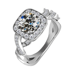 Diamante Anello di Fidanzamento Halo – Oro Bianco 14K 3,50 carati