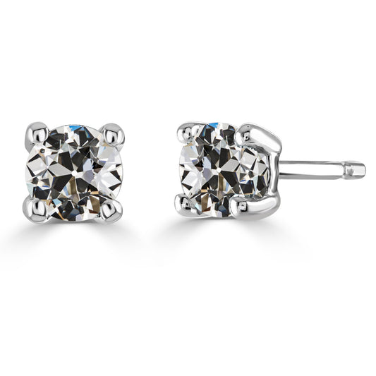 Orecchini a Lobo Oro Bianco 14K con Diamante Fine – vista principale
