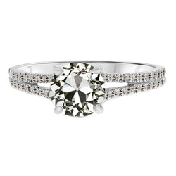 Firmato Anello Solitario con Accenti – Diamante Fine 3,50 carati