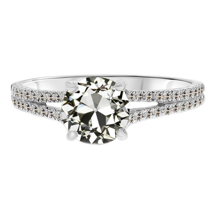Taglio Old Mine Diamante Fine anello in Oro Bianco 14K – vista principale