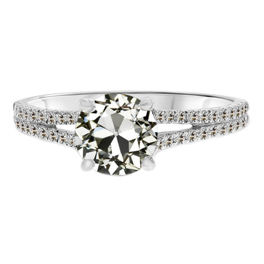 Taglio Old Mine Diamante Fine anello in Oro Bianco 14K – vista principale