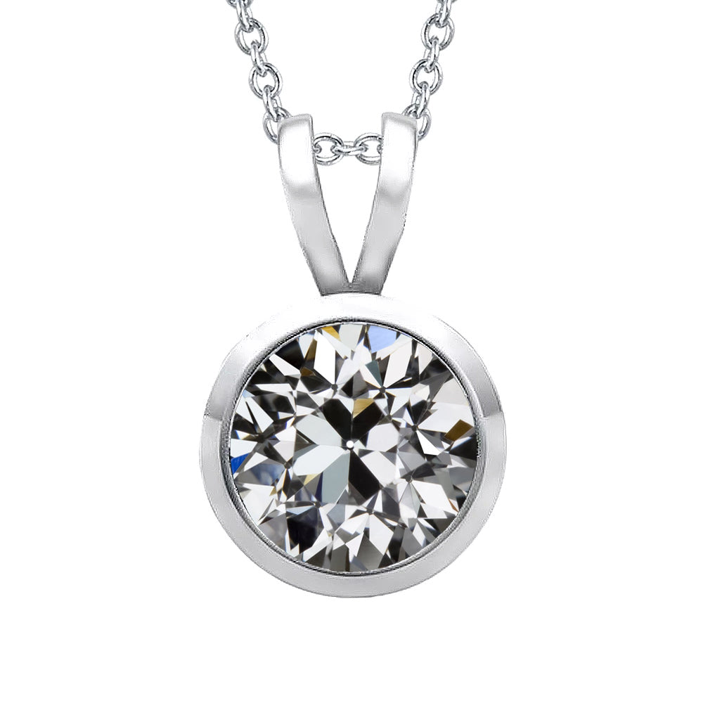 Diamante Taglio Old Mine Pendente in Oro 14 Carati Bianco – vista principale