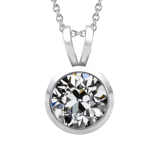 Diamante Taglio Old Mine Pendente in Oro 14 Carati Bianco – vista principale