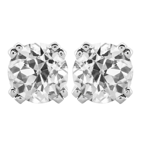 Diamante Cuscino Antico Orecchini Pendenti in Oro Bianco 14K – vista principale
