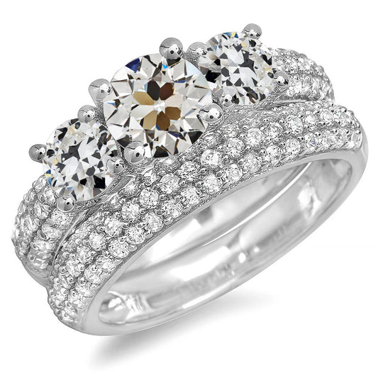 Cuscino Antico Brillante anello in Oro Bianco 14K – vista principale