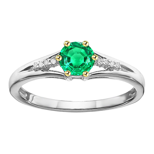 Smeraldo Colombiano Anello con Pietra Preziosa 1-carati Oro Bicolore 14K – vista principale