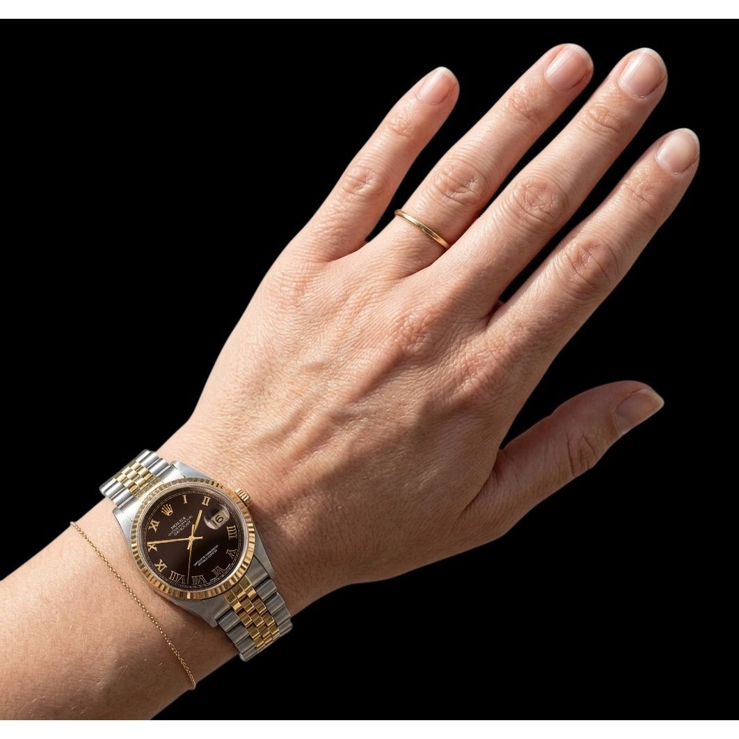 Orologio Rolex Lady-Datejust 31mm Bicolore con Quadrante Cioccolato con Numeri Romani da Donna