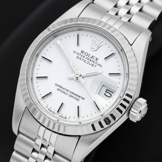 Rolex Stainless Steel con Perla – vista frontale