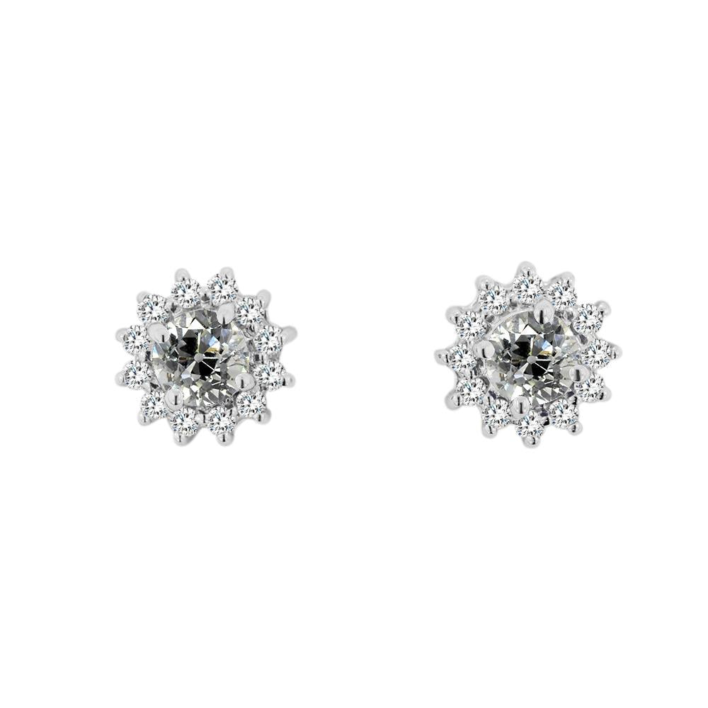 Lady's Halo Genuino Diamante Studs Il Giro Old Mine Cut Star Style 4 Carati