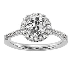 Lady's Halo Ring Il Giro Vecchio Taglio Vero Diamante Con Accenti 3,25 Carati