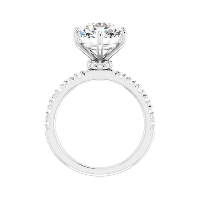 Diamante Anello Solitario con Accenti 3-carati Oro Bianco 14K – vista laterale