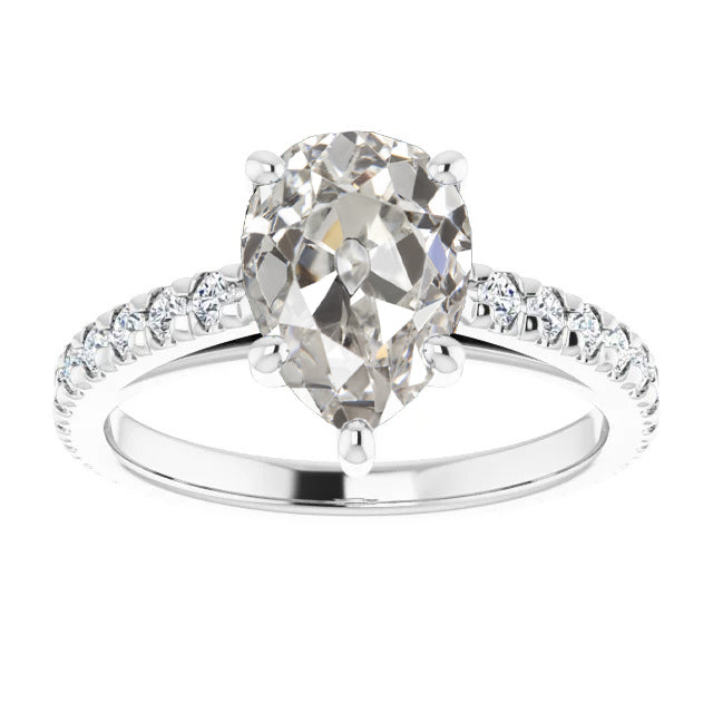 Taglio Old Mine Diamante anello in Oro Bianco 14K – vista principale