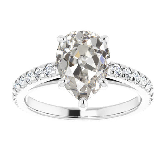 Taglio Old Mine Diamante anello in Oro Bianco 14K – vista principale