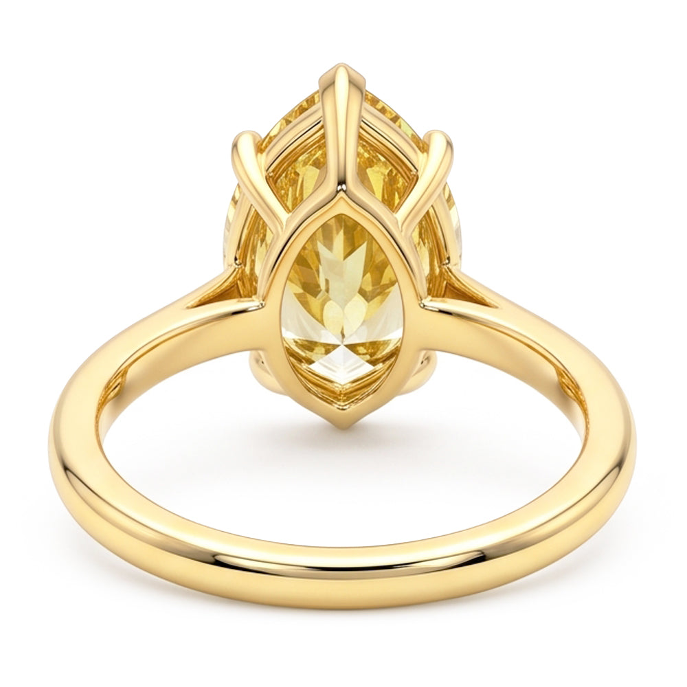 Anello di Fidanzamento Solitario con Larimar e Diamante a Goccia Giallo Fantasia Naturale da 2 Carati in Oro 18K