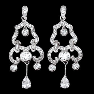 Like Edwardian Chandelier Orecchini Gioielli Vero Diamante Da 2 Ct WG 44,45 Mm