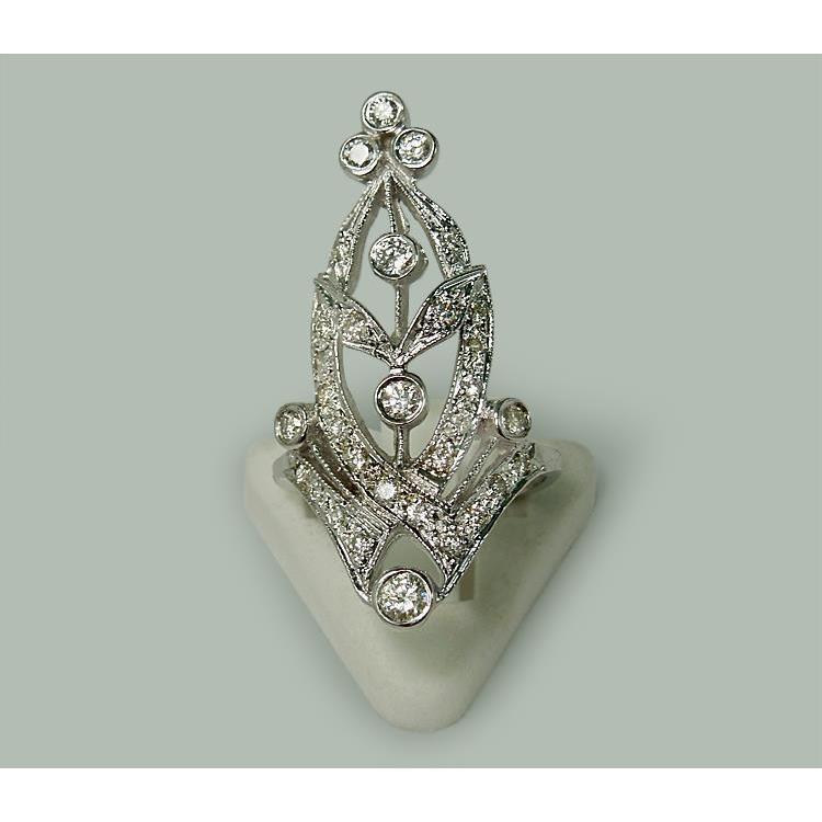 Like La Belle Epoque Jewelry Anello Con Genuino Diamante Tondo A Forma Di Marquise