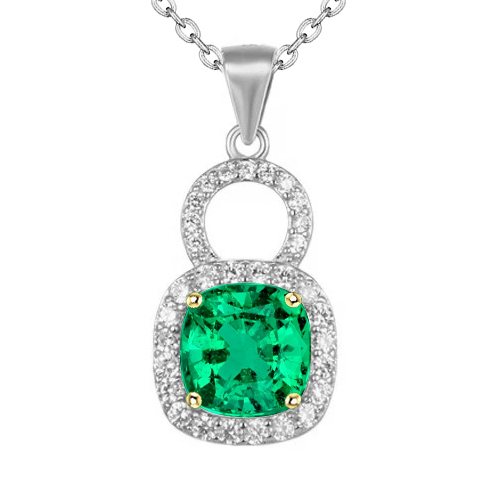 Taglio Cushion Smeraldo Fine anello in Oro 14 Carati Bicolore – vista principale