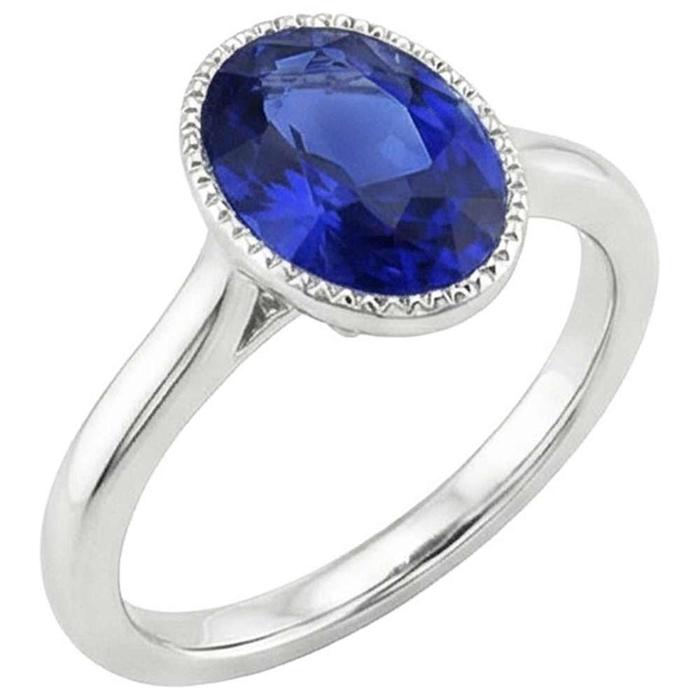 vero oval diamante 3carati anello angolo laterale