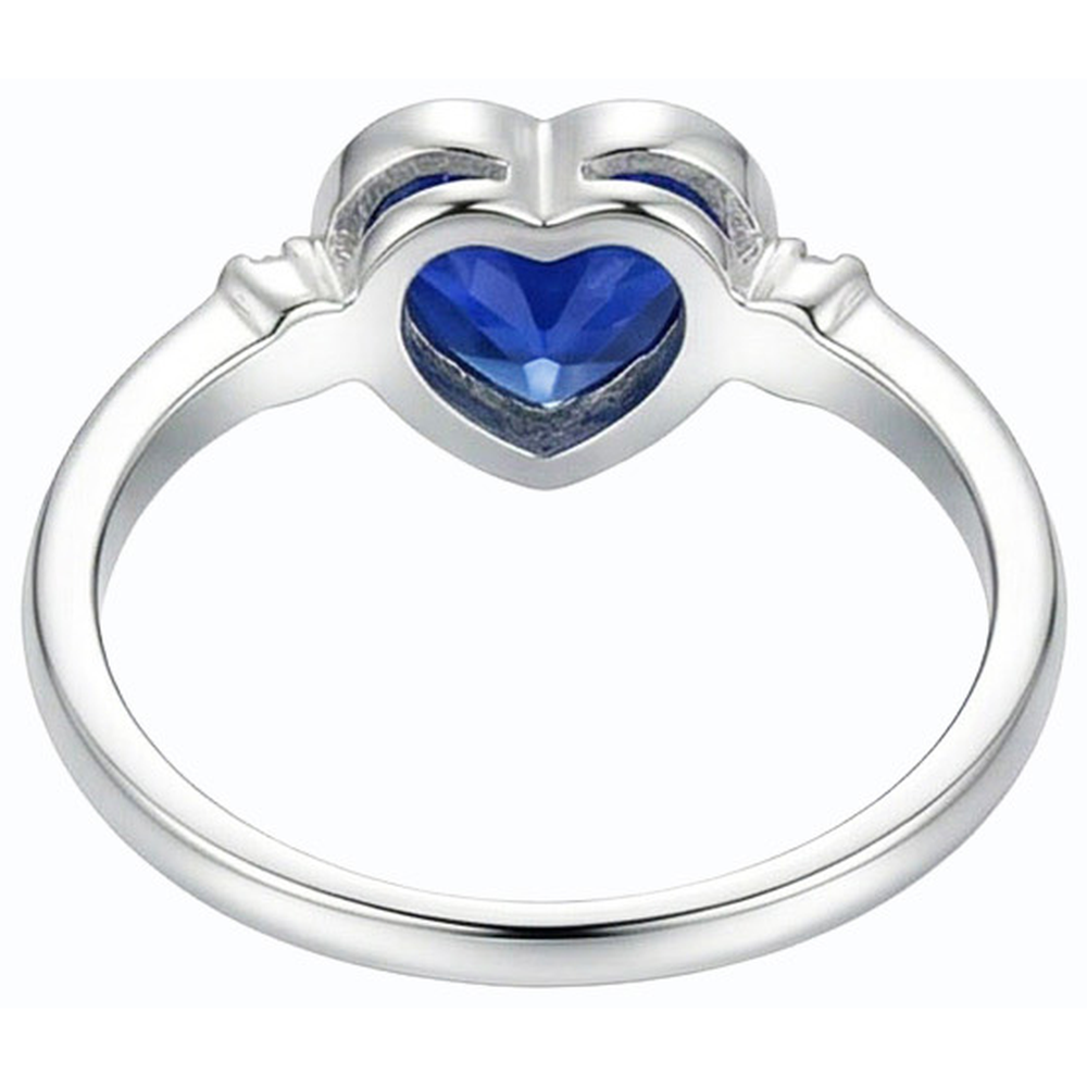 Lunetta Solitaire Set Cuore Anello Zaffiro Blu Naturale 2 Carati