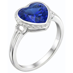 Lunetta Solitaire Set Cuore Anello Zaffiro Blu Naturale 2 Carati