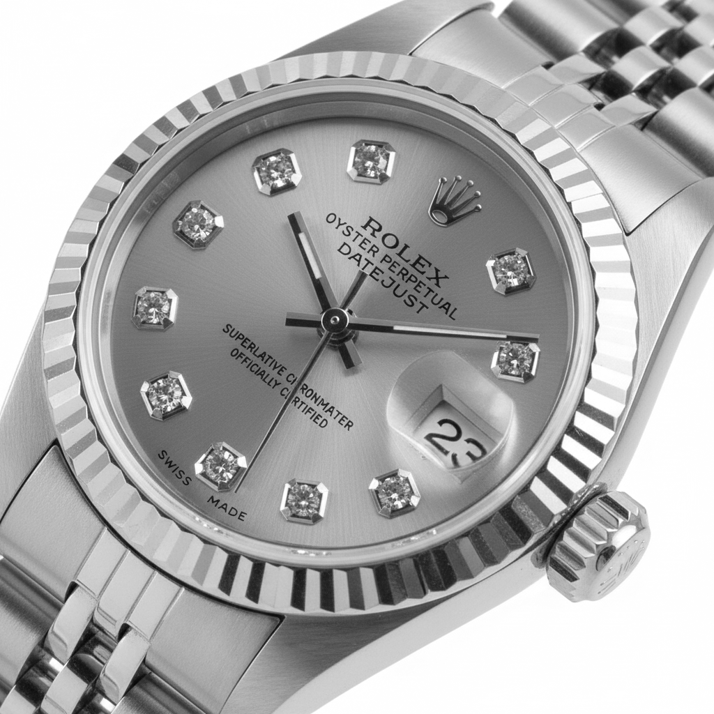 Lunetta argento quadrante con diamanti Rolex Datejust orologio da donna cinturino acciaio inossidabile