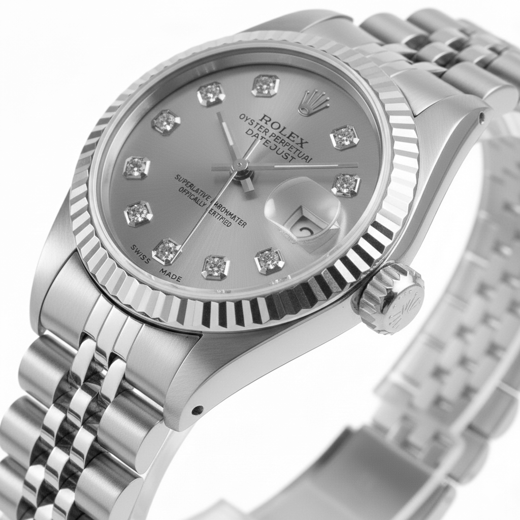 Lunetta argento quadrante con diamanti Rolex Datejust orologio da donna cinturino acciaio inossidabile
