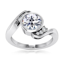Lunetta Con Anello Di Naturale Diamanti Taglio Vecchio Miniera Stile Tensione 2,75 Carati