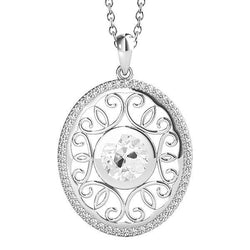 Lunetta Con Pendente In Stile Antico Di Taglio Antico Con Vero Diamanti Tondi Da 2,50 Carati Con Oro Bianco 14K