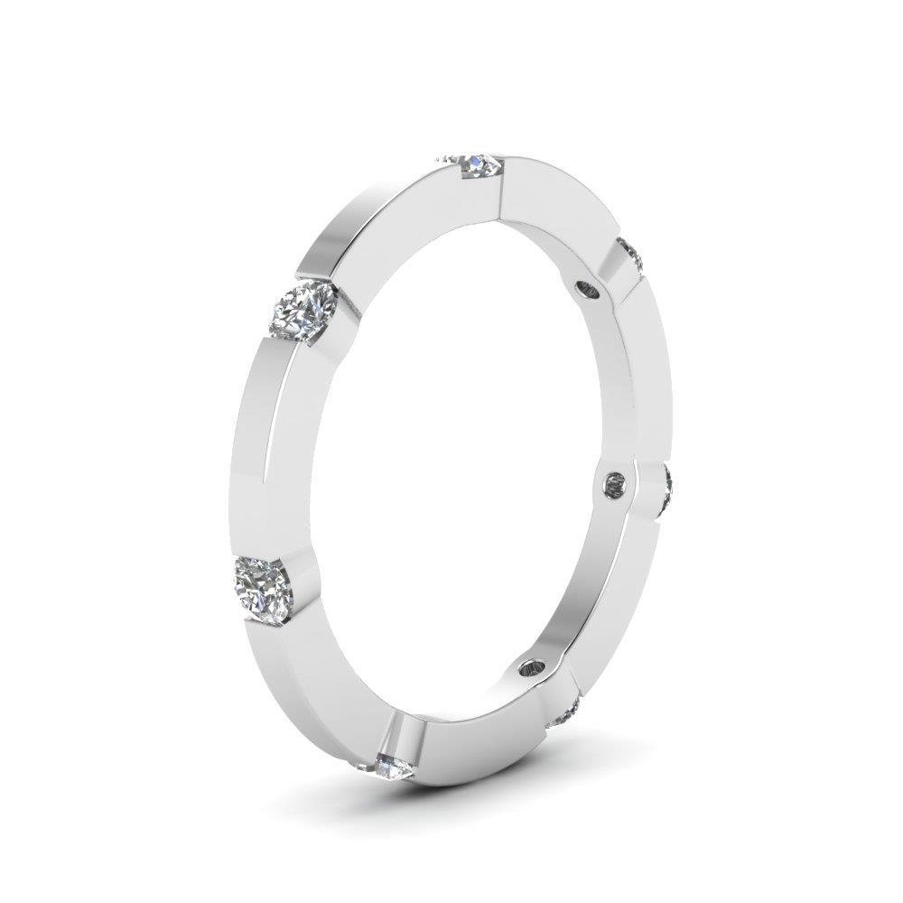 Lunetta Da 1,75 Ct Con Vero Diamanti Rotondi A Fascia Da Donna 14K Oro Bianco