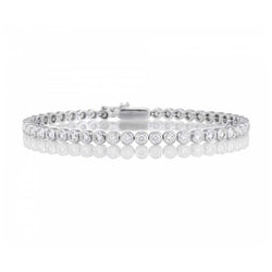 Lunetta Scintillante Incastonata Bracciale Con Genuino Diamanti Taglio Rotondo 4.50 Carati WG 14K