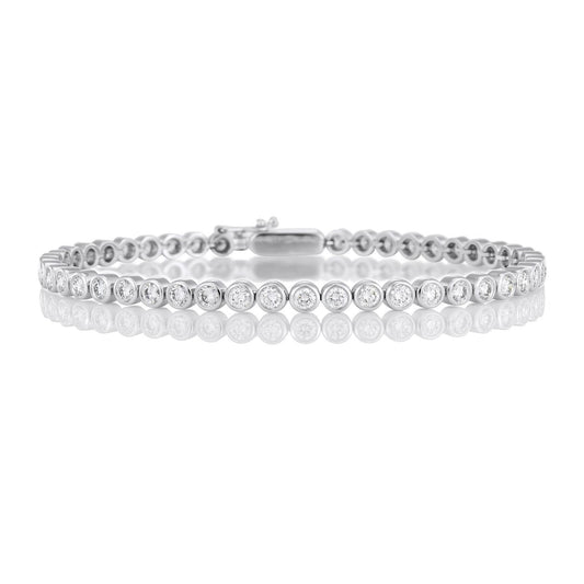 Lunetta Set 5.40 Carati Bracciale Con Vero Diamanti A Taglio Rotondo Oro Bianco 14K