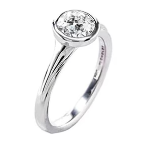 Lunetta Solitaire Set Anello Rotondo Con Vero Diamanti Taglio Vecchia Miniera 1 Carato