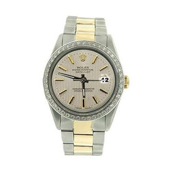 Lunetta con diamanti Orologio Rolex Datejust da uomo in acciaio inossidabile e oro Quadrante a bastone IMPOSTAZIONE RAPIDA