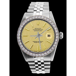 Lunetta con diamanti Orologio Rolex da uomo Quadrante champagne con bastoncino Acciaio inossidabile Giubileo IMPOSTAZIONE RAPIDA