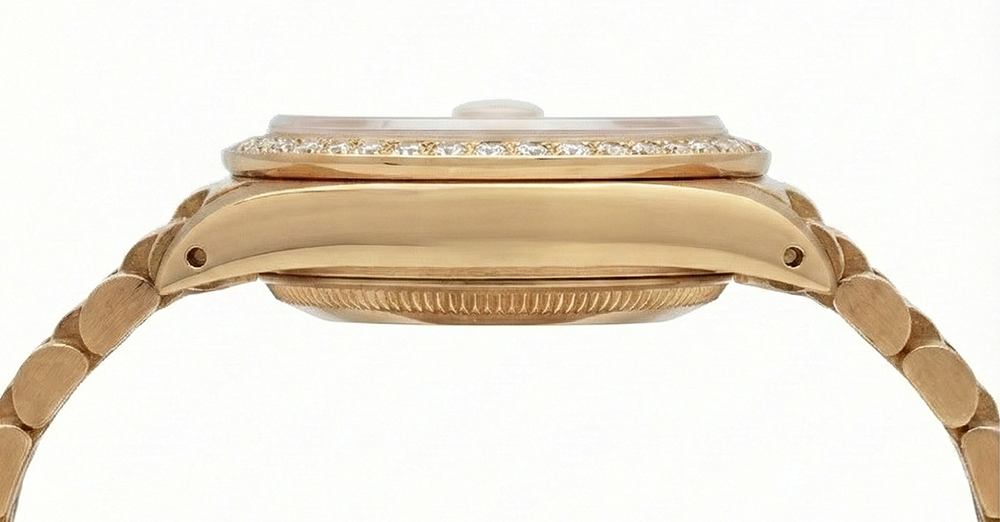 Lunetta con diamanti Quadrante a bastoncino champagne Orologio Rolex Datejust Presidenziale